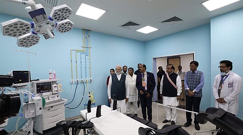 PM while inaugurating AIIMS, Assam | (Pic: Twitter handle @narendramodi)