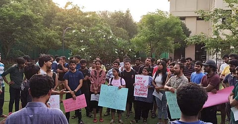 Visuals from protest in IIT Madras for fellowship hike last month | (Image: Source)