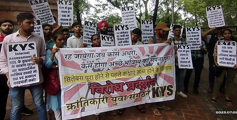 Students during the protest. Pic: KYS