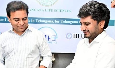 The founder with Telangana Minister, KTR | (Pic: Sourced)