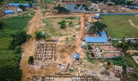 File photo of construction work of Odia University | (Pic: Twitter)