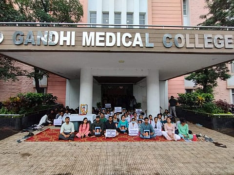 GMC Bhopal JUDA on strike | (Pic: Dr Sanket Site)