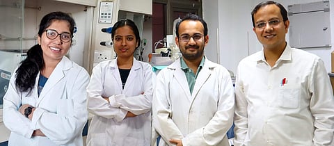 Picture of researchers Shilpi Jaiswal, Madhurima Sarkar, Dr Arkaprabha Giri & Prof. Abhijit Patra from IISER Bhopal.