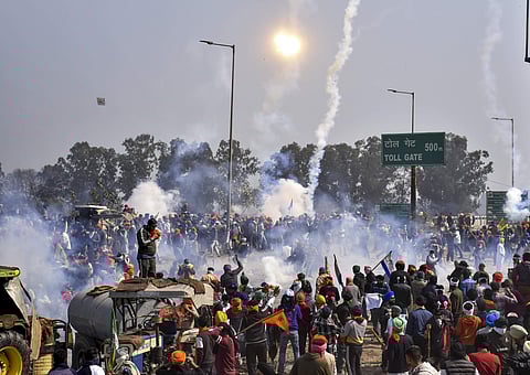 Visuals from Farmers' protest | (Image: PTI)