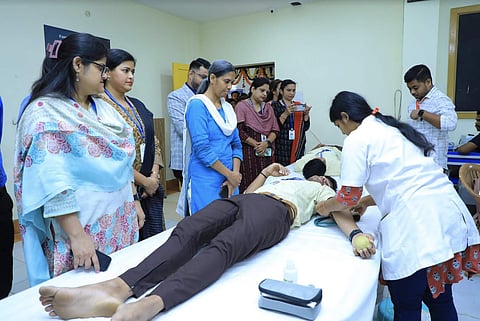At the blood donation drive | (Pic: NMIET)