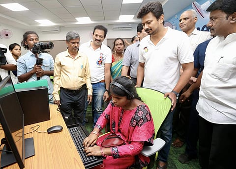 Minister Udhayanidhi Stalin at the lab | (Pic: Official X handle of Minister Udhayanidhi Stalin)