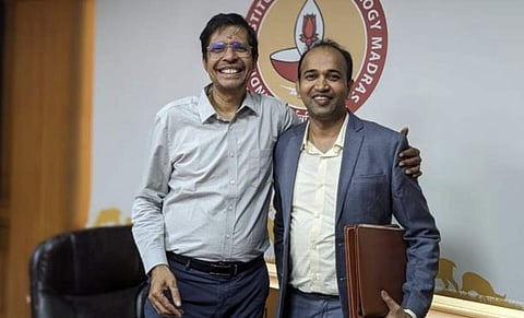 Prof V Kamakoti, Director of IIT Madras and Founder and CEO of Internshala, Sarvesh Agrawal | (Pic: IITM Pravartak Technologies Foundation)