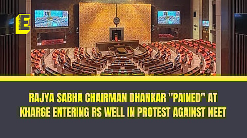 Rajya Sabha Chairman Dhankar "pained" at Kharge entering RS Well in protest against NEET