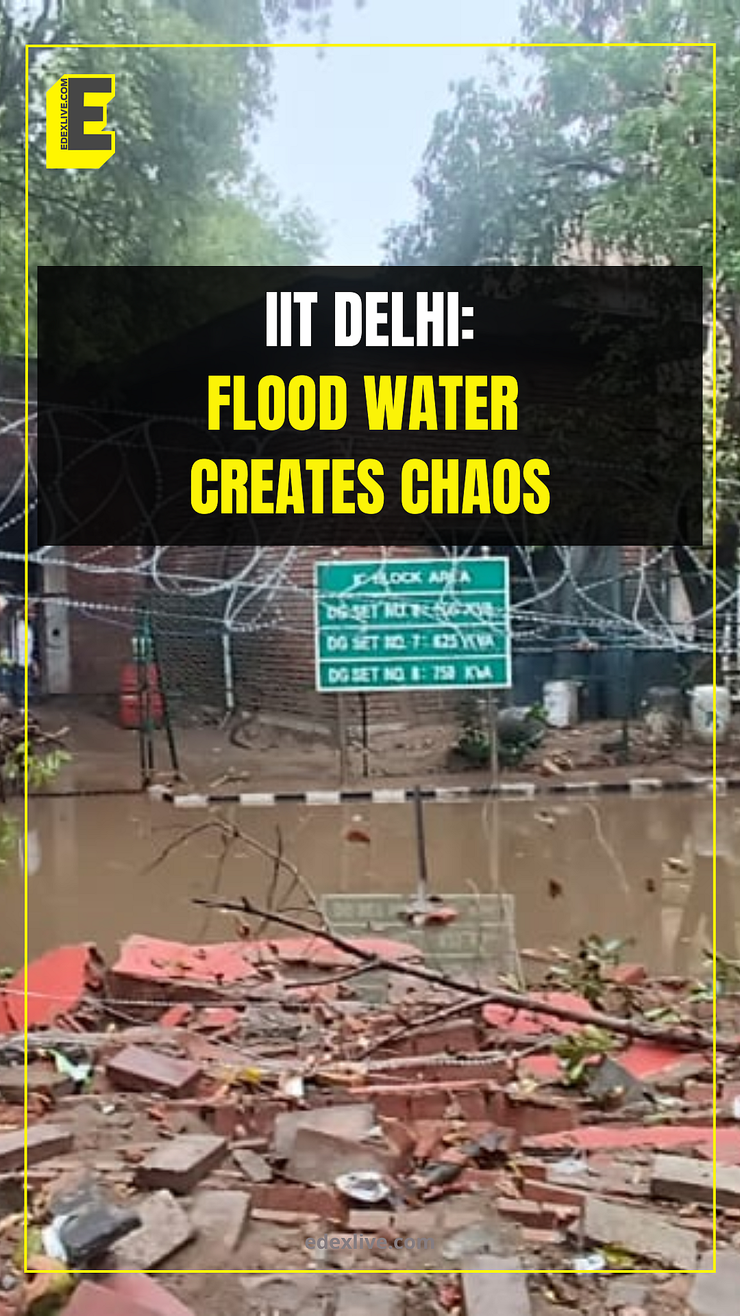Hostel, mess, campus roads inundated with flood water. Maggie packets, clothes and other items were spotted floating about