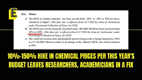 The 10%-150% hike in chemical prices per this year's Union Budget leaves researchers, academicians in a fix