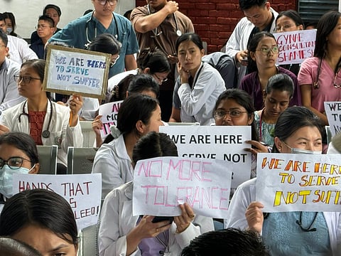 Indefinite sit-in continues in protest at RIMS, Imphal