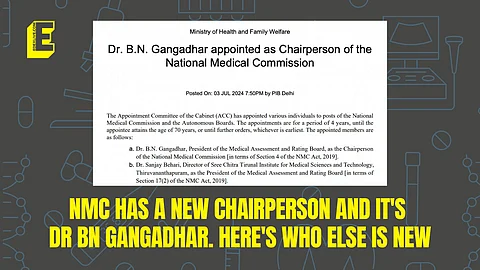 NMC has a new Chairperson and it's Dr BN Gangadhar. Here's who else is new
