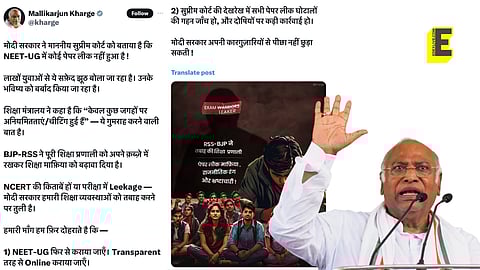Kharge posted in Hindi on social media platform X