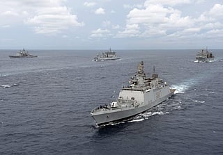 At sea