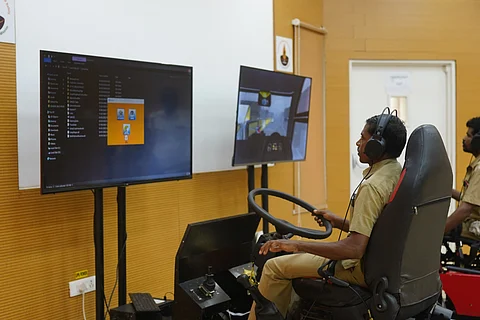 MTC drivers being provided ‘simulator-based training’ in safe driving concepts, hazard perception & driving etiquette to improve their ability to drive safely