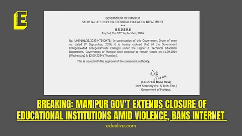 BREAKING: Manipur gov't extends closure of educational institutions amid violence, bans internet