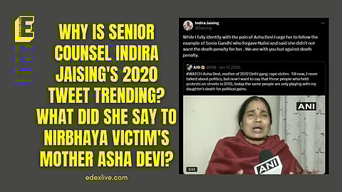Why is senior counsel Indira Jaising's 2020 tweet trending? What did she say to Nirbhaya victim's mother Asha Devi?