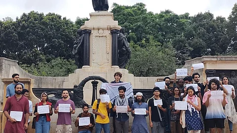Visuals from protest against IISc administration