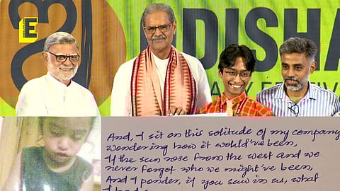 Tarun at OLF, a few lines from his winning poem and Tarun, when he was a baby