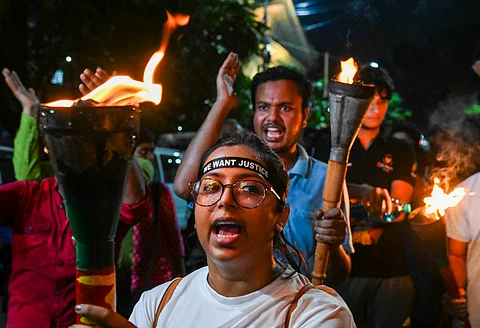 Visuals from a torch rally in Kolkata on Sunday