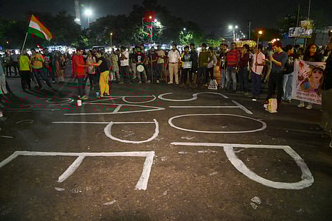 Kolkata streets during a torch rally on Sunday, Sept 29