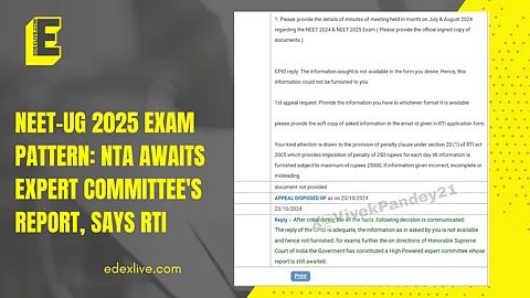 NEET-UG 2025 exam pattern: NTA awaits expert committee's report, says RTI