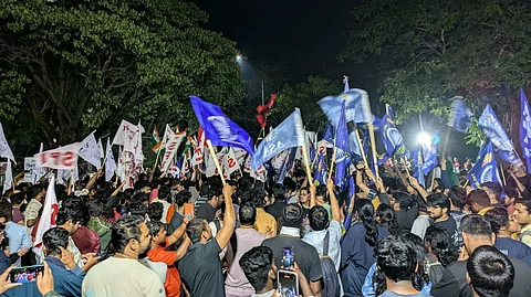 SFI-ASA-BSF-DSU panel wins big at the HCUSU elections 2024.