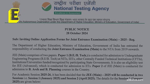 NTA begins JEE Main 2025 registrations | Session 1 exam begins on January 22