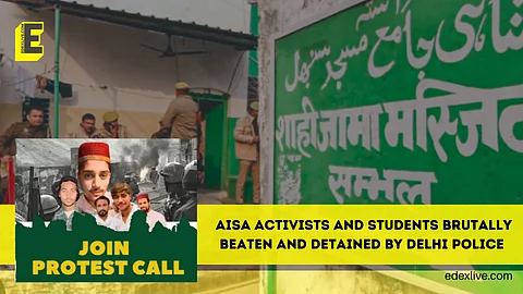 AISA's call for protest at UP Bhavan against the murder in Sambhal; were beaten and detained
