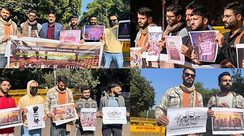 Students protest at Jantar Mantar, urging the J&K government to review its reservation policy
