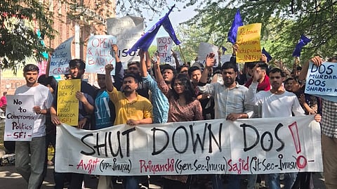 Visuals from students' protest at JNU