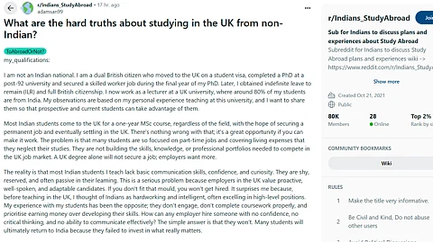 A UK-based lecturer’s candid Reddit post has triggered conversations about skill gaps, missed opportunities, and hard truths for Indian students abroad

