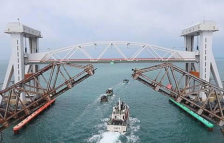 The newly inaugurated Pamban Bridge in Tamil Nadu