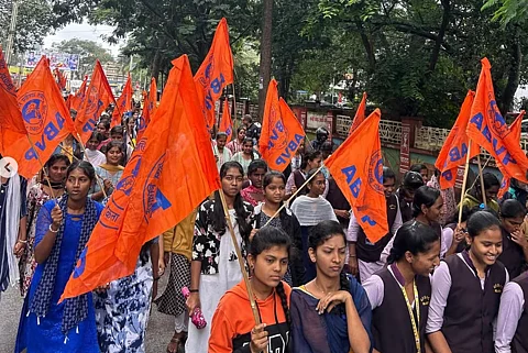 ABVP members at the protest