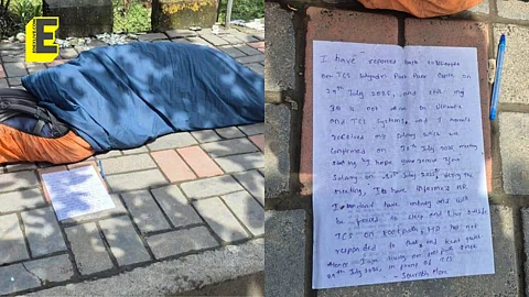 TCS employee sleeps outside Pune office over delayed salary; viral photo sparks outrage