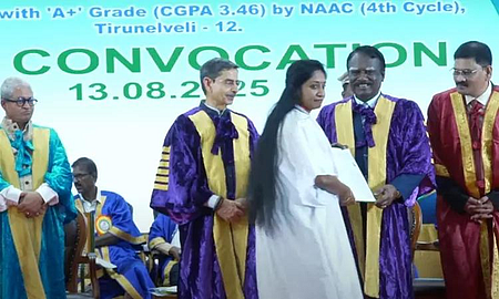 The PhD scholar, who researched 'Micro Finance' after completing her MBA, was among 759 candidates receiving degrees at the ceremony.