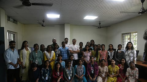 The students of the Government Degree College for Women at the Technology Enablement Initiative for digital skills. 