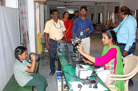 The School Education Department conducted a special camp for children to enroll their Aadhar biometric update at CCMA Government Girls Higher Secondary School in Coimbatore
