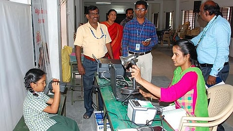 The School Education Department conducted a special camp for children to enrol their Aadhar biometric update at CCMA Government Girls Higher Secondary School in Coimbatore