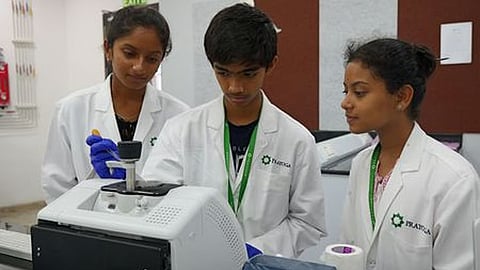 The three young researchers: R Usha, R Nalini and Aniketh V Bhat.