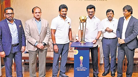 CM M K Stalin unveiled the trophy on Wednesday at the secretariat in the presence of DyCM Udhayanidhi.