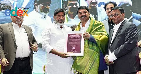 Deputy Chief Minister Bhatti Vikramarka Mallu released the souvenir, felicitated alumni during the JNTU Diamond Jubilee inaugural program