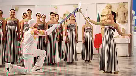 Flame for 2026 Milan-Cortina Winter Olympics lit in Ancient Olympia in Greece on Wednesday. 