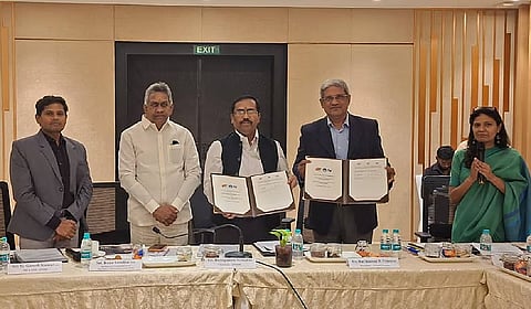 National Recruitment Agents Meet on Public–Private Partnership for International Employment Opportunities was organised in Vijayawada on Friday.(Photo | Express)
