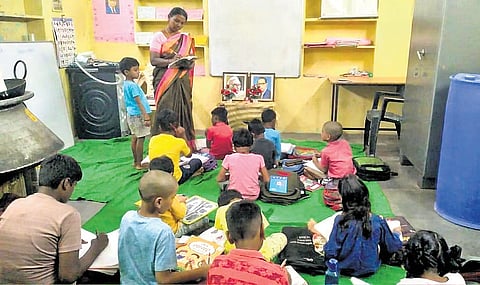 Sravanti, who teaches underprivileged children in the evenings.