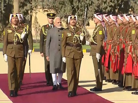 PM Modi receives ceremonial welcome upon arrival in Amman