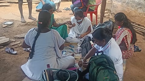 Health camp at Periya Kallupalli village in Bettamugilalam panchayat on Wednesday.