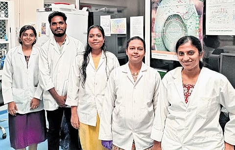 Dr Swathi Sudhakar (2nd R), assistant professor, dept of Applied Mechanics & Biomedical Engineering, IIT Madras, with her research team 