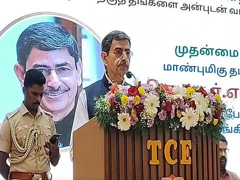 Tamil Nadu Governor RN Ravi speaking at Auroville Literature Festival