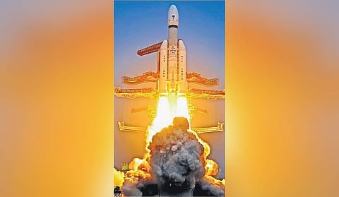 ISRO’s LVM3-M6 blasts off with the BlueBird Block-2 satellite from the Satish Dhawan Space Centre in Sriharikota on Wednesday 